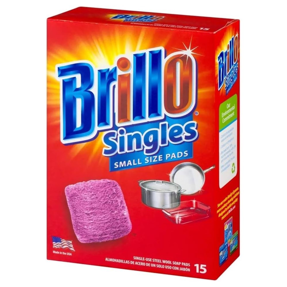 Brillo Single Use Steel Wool Soap Pads Red - 15ct/12pk