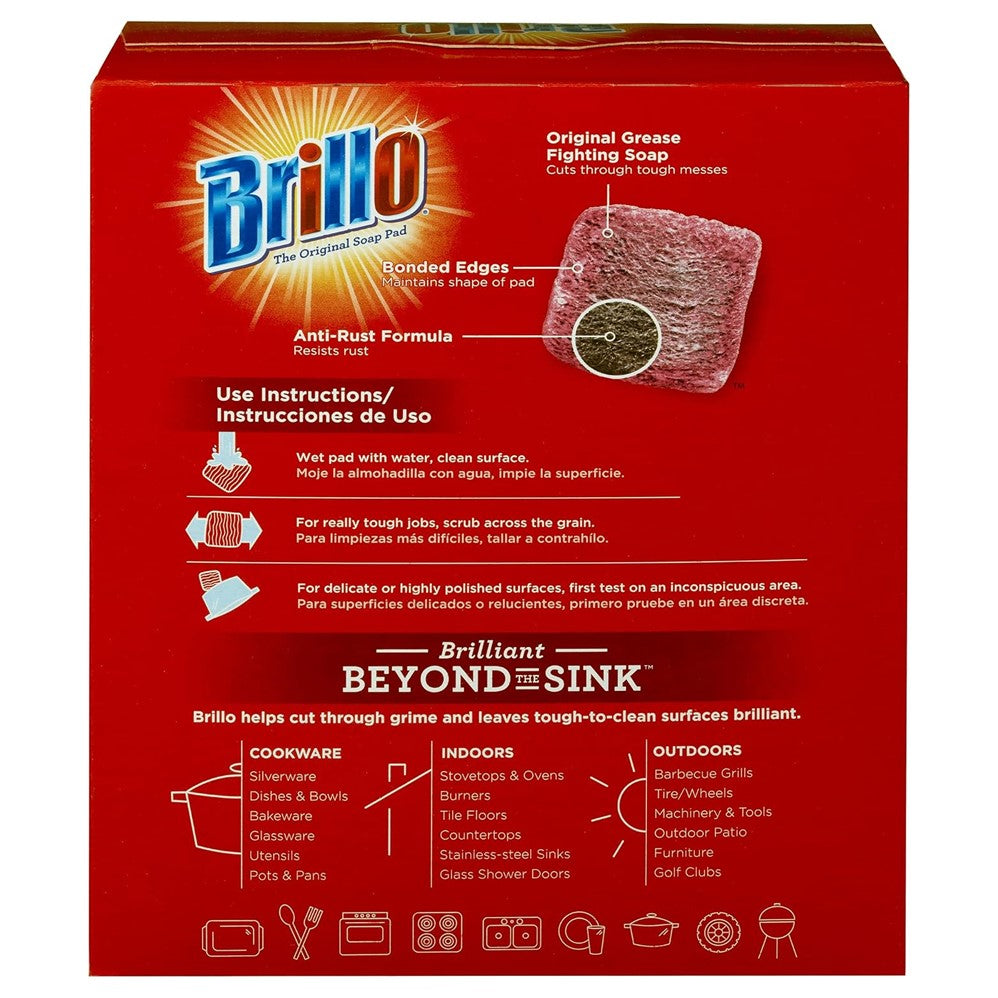 Brillo Steel Wool Soap Pads Red - 18ct/12pk