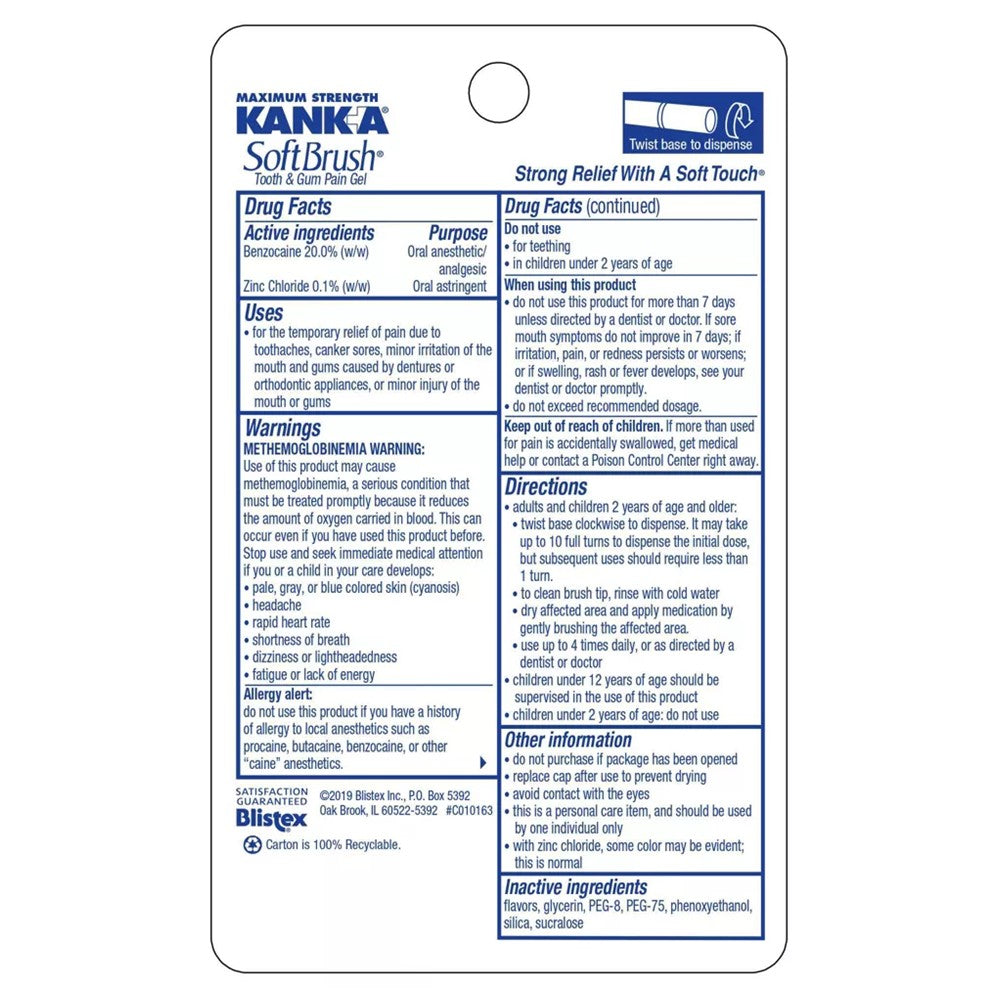 Kank-A Soft Brush Tooth & Gum Pain Gel - 0.07oz/36pk