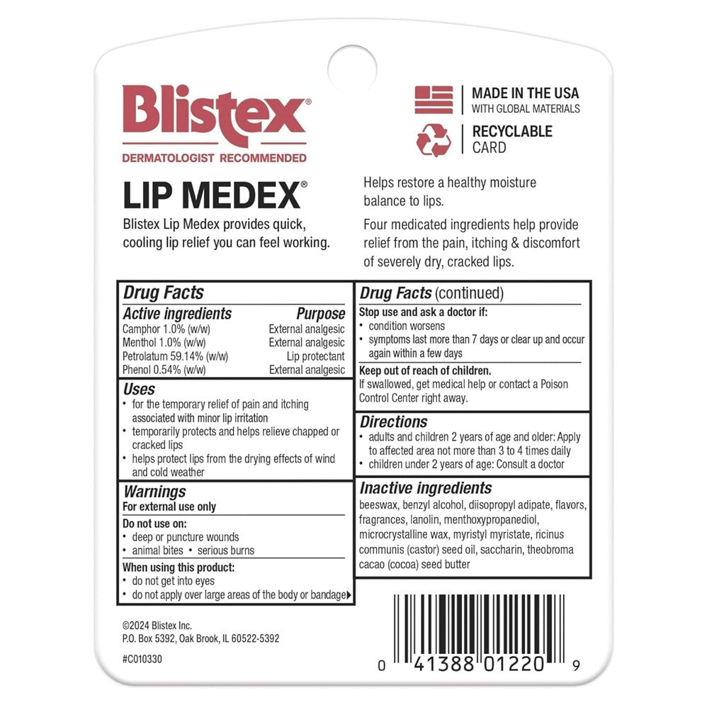 Blistex Lip Medex Jar - 3ct/12pk