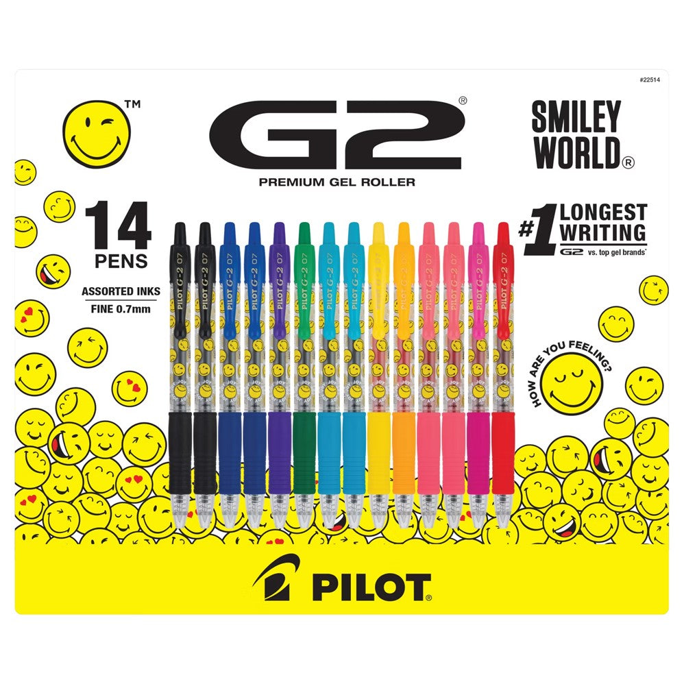 Pilot G2 SmileyWorld Fine Point Pens Assorted Colors - 14ct/1pk