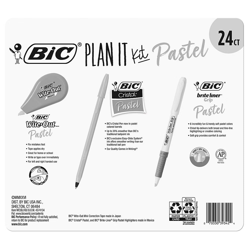 BIC Back to School Plan It Kit Pastel - 24ct/1pk