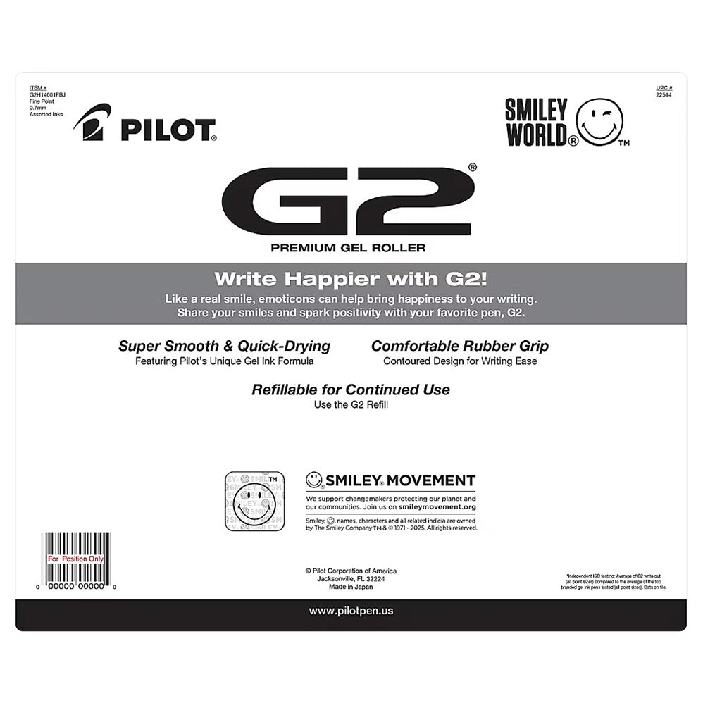 Pilot G2 SmileyWorld Fine Point Pens Assorted Colors - 14ct/1pk