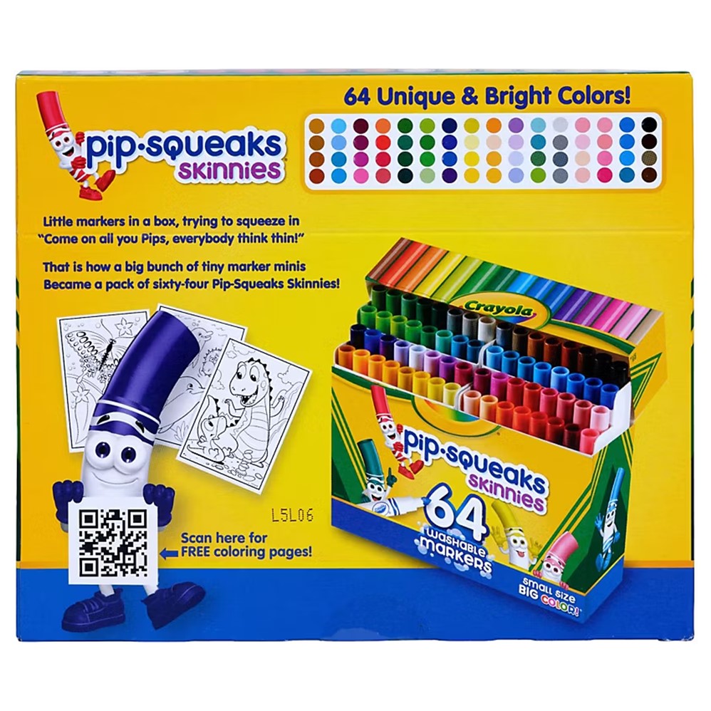 Crayola Washable Pip-Squeaks Skinnies Markers - 64ct/1pk