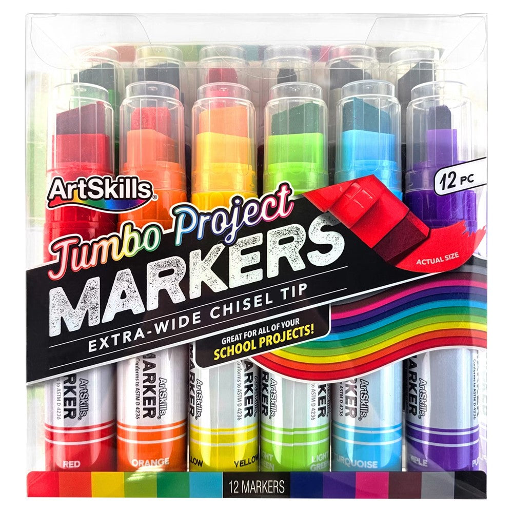 ArtSkills Jumbo Project Markers Extra Wide Chisel Tip - 12ct/1pk