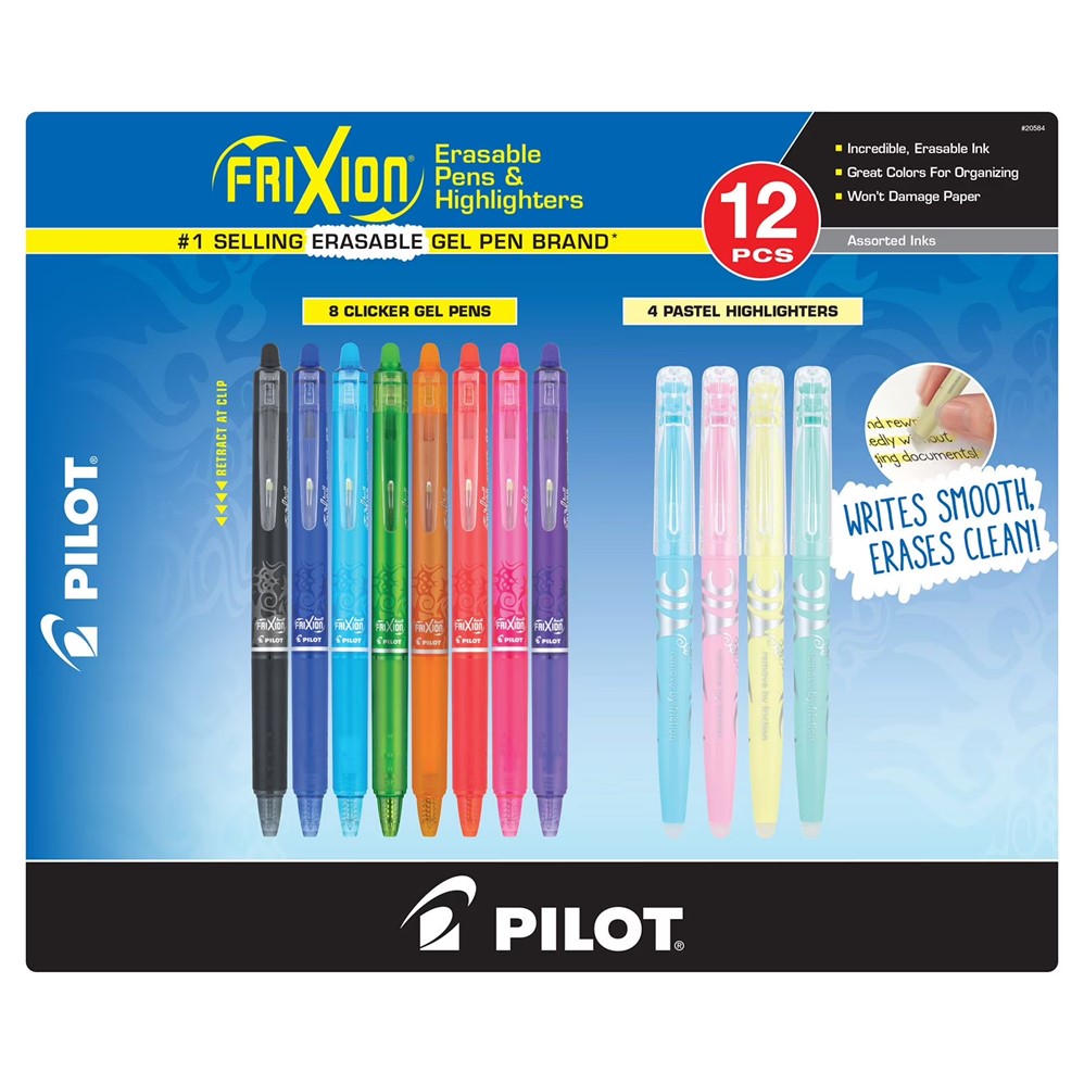 Pilot FriXion Assorted Gel Pens and Highlighters - 12ct/1pk