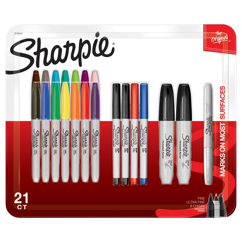 Sharpie Permanent Markers Assorted Tips and Colors - 21ct/1pk