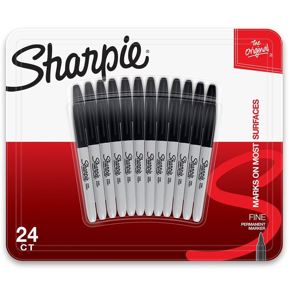 Sharpie Permanent Markers Fine Tip Black - 24ct/1pk