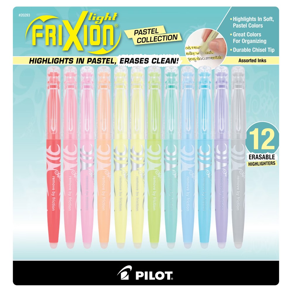 Pilot FriXion Light Pastel Erasable Highlighters Assorted Colors - 12ct/1pk