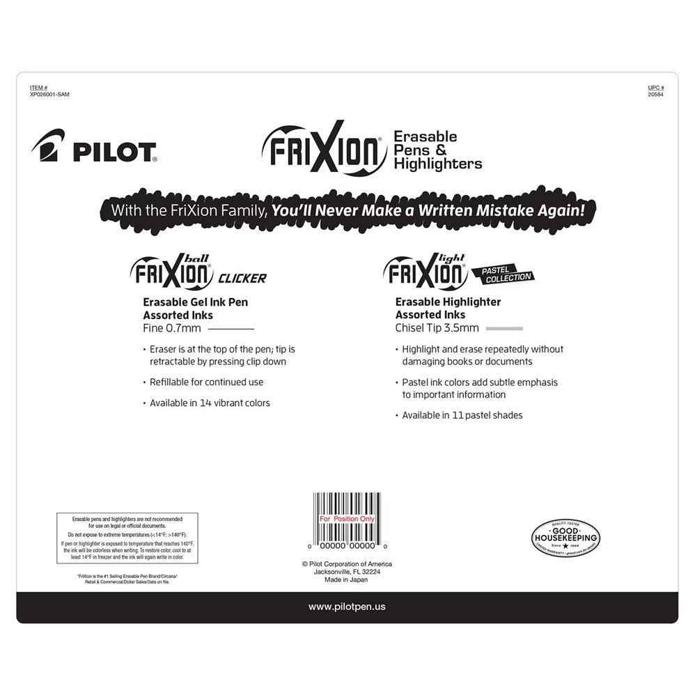 Pilot FriXion Assorted Gel Pens and Highlighters - 12ct/1pk