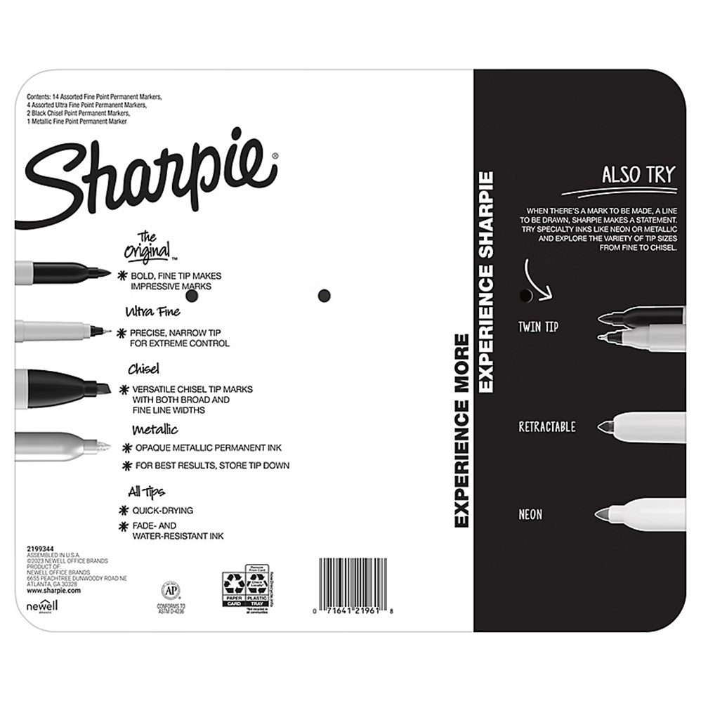 Sharpie Permanent Markers Assorted Tips and Colors - 21ct/1pk