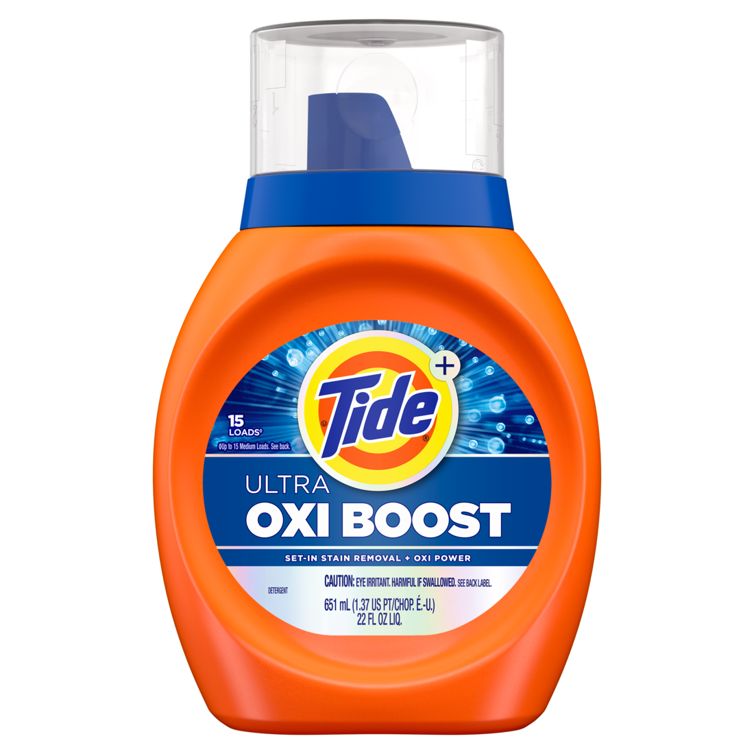 Tide Ultra Oxi Boost Liquid Laundry Detergent 15 Loads Advanced Stain Remover Laundry Detergent Liquid with Extra Oxi Power - 22oz/6pk