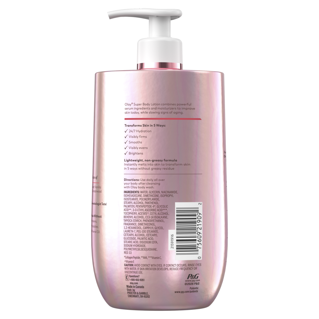Olay Super Serum Body Lotion with 5-in-1 Visible Skin Benefits 24/7 Hydration Fast-Absorbing Serum Feel - 17oz/6pk