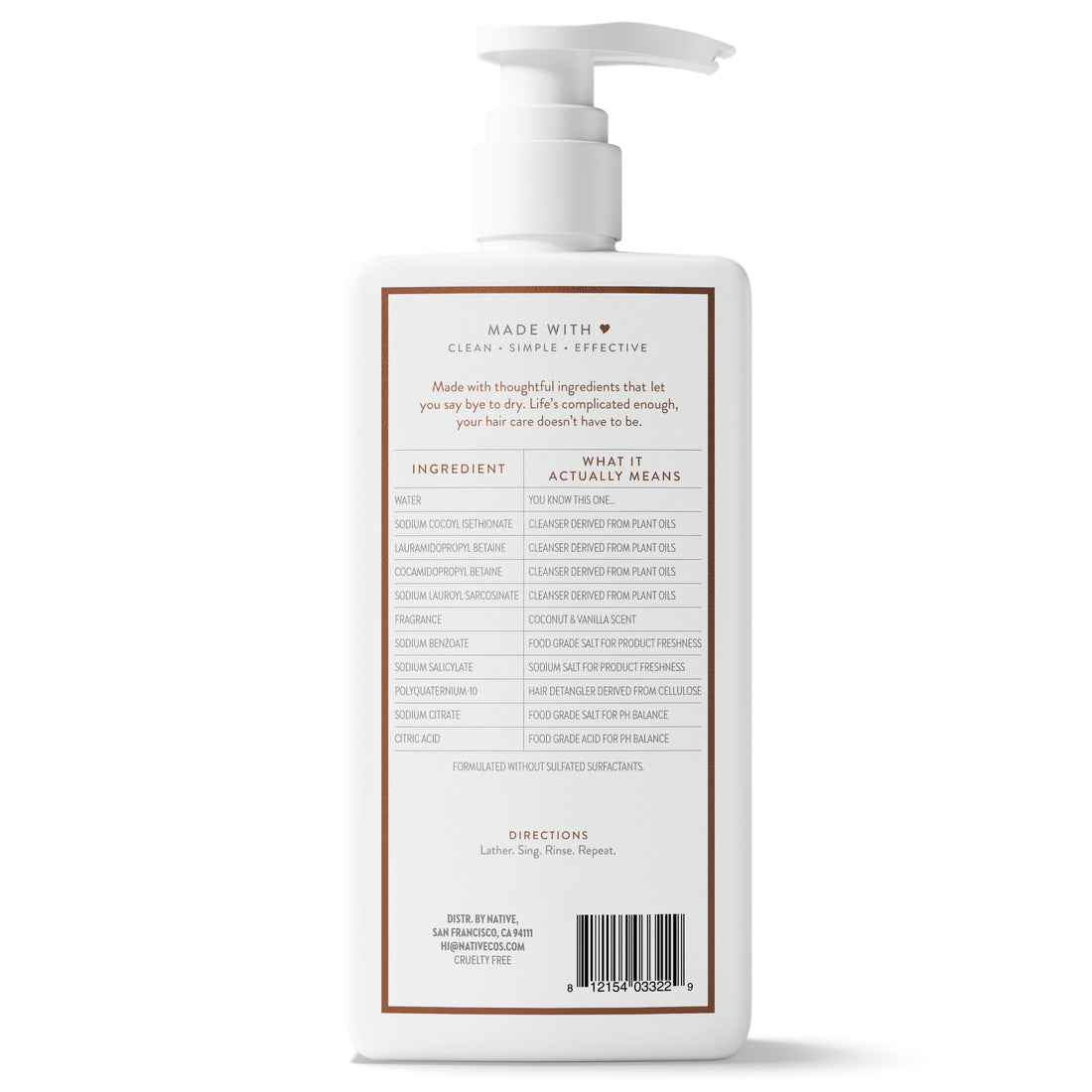 Native Moisturizing Shampoo Coconut & Vanilla - 16.5oz/6pk
