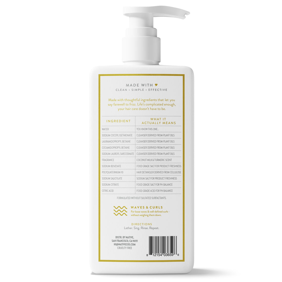 Native Curl Care 2-in-1 Shampoo & Conditioner Coconut Milk & Turmeric - 16.5oz/6pk
