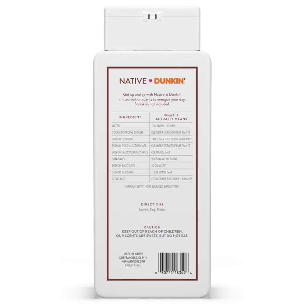 Native Dunkin' Boston Kreme Body Wash - 18oz/6pk