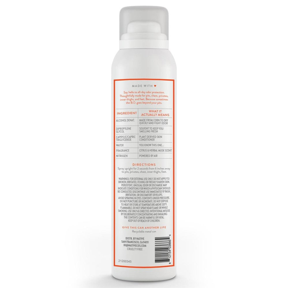 Native Citrus & Herbal Musk Whole Body Deodorant Spray - 3.5oz/12pk