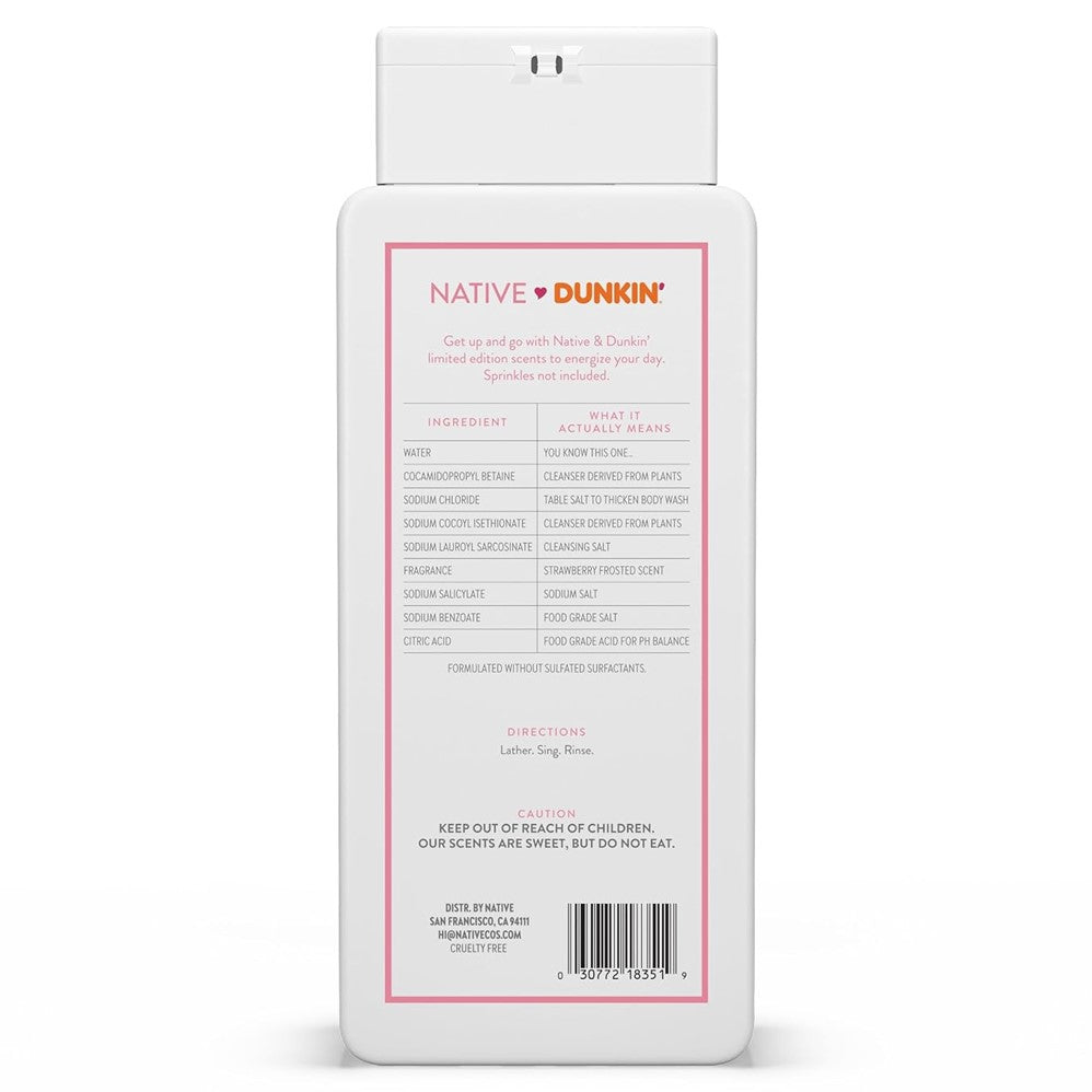 Native Dunkin' Strawberry Frosted Body Wash - 18oz/6pk