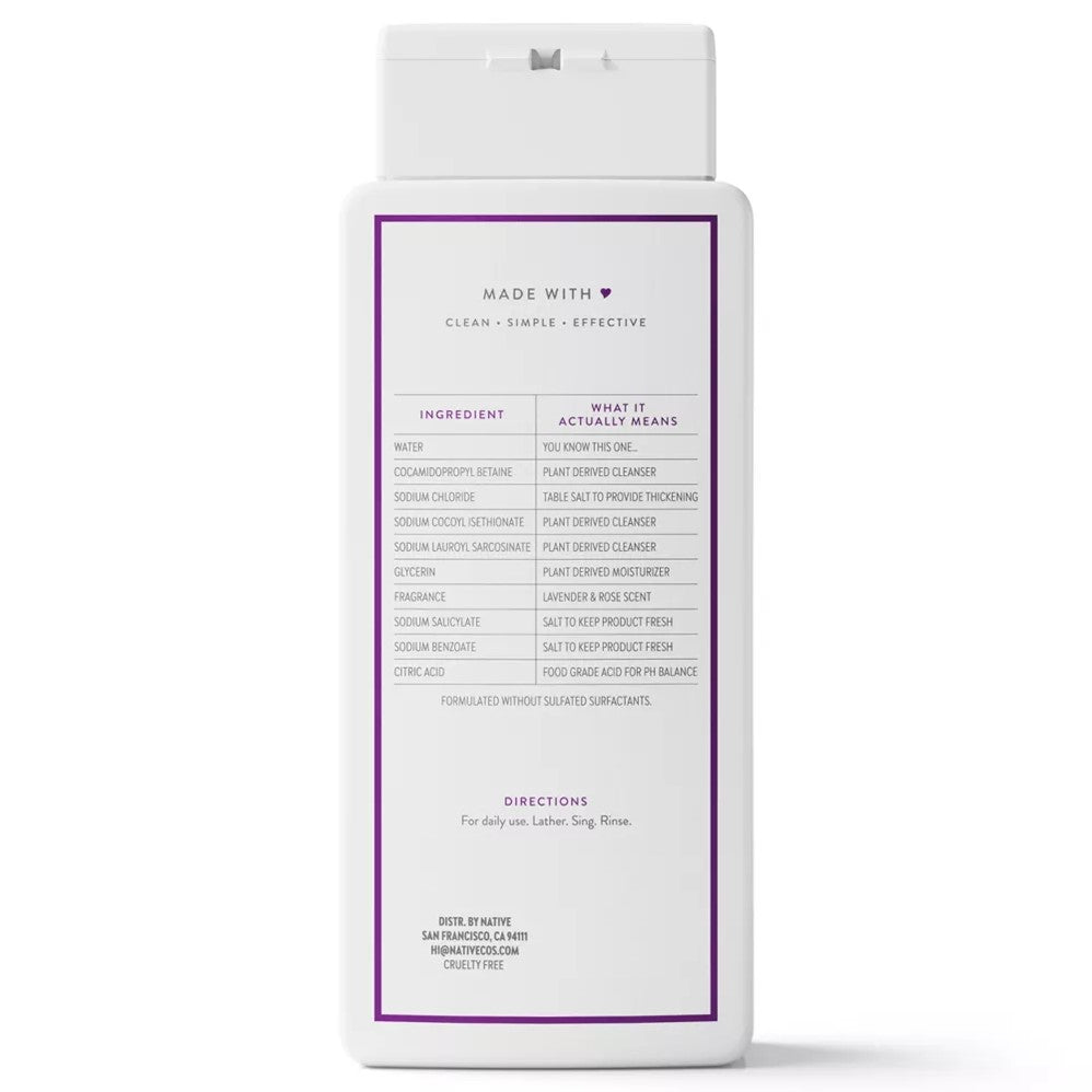 Native Lavender & Rose Body Wash - 18oz/6pk