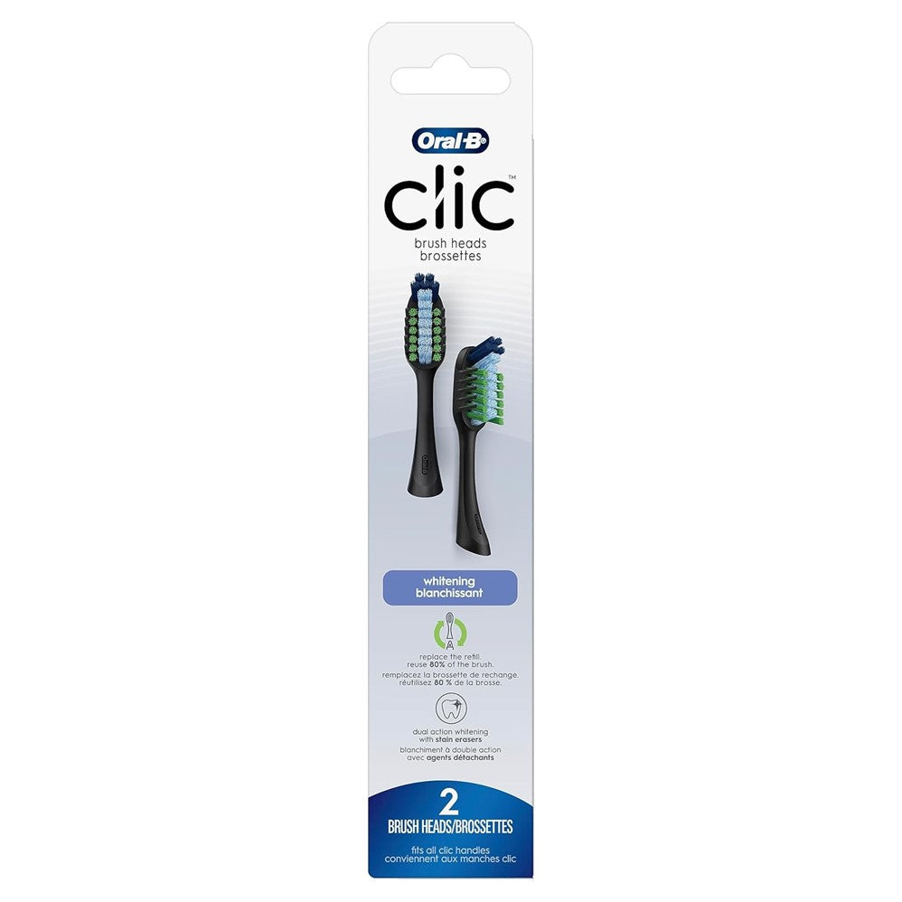 Oral-B Clic Toothbrush Whitening Replacement Brush Heads Black - 2ct/24pk
