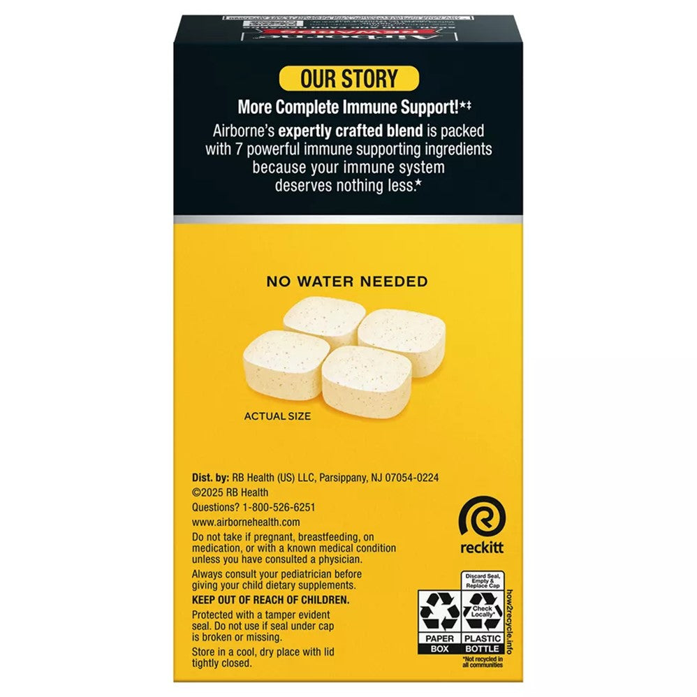 Airborne Chewable Tablets Citrus - 96ct/12pk