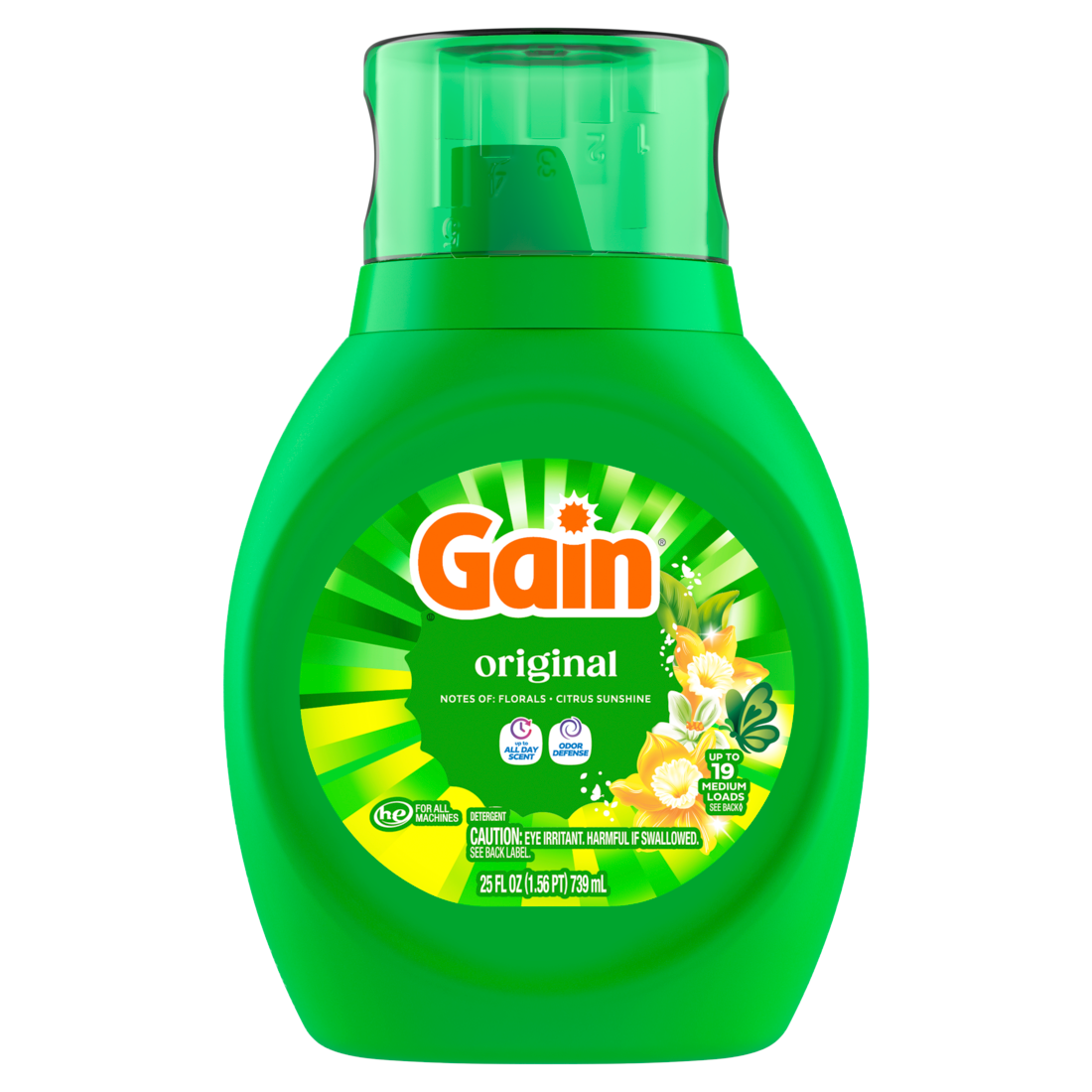 Gain Liquid Laundry Detergent Now with Odor Defense Original Scent 19 Loads - 25oz/6pk
