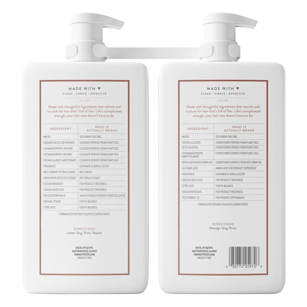 Native Rstr Cashmere & Vanilla Shampoo & Conditioner - (2x34)oz/180pk