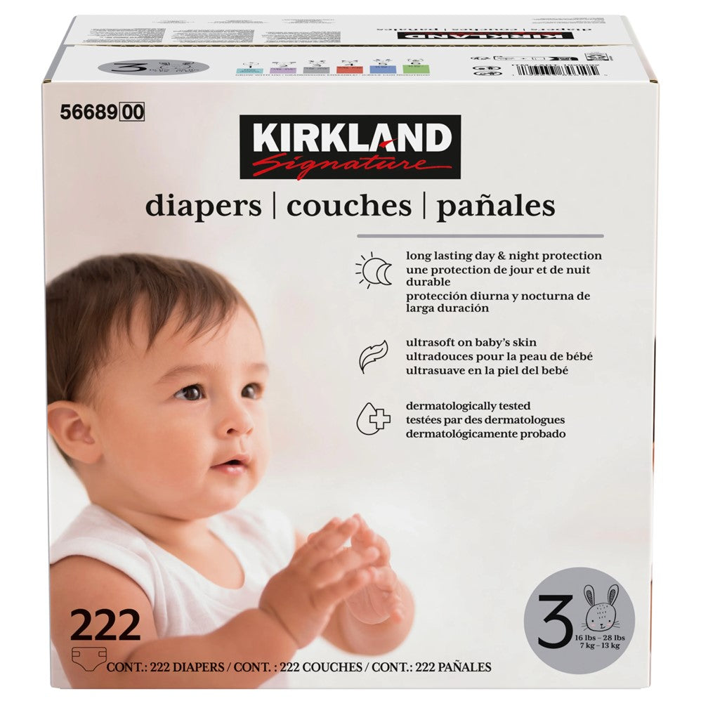 Kirkland Signature Diapers Size 3 - 222ct/1pk