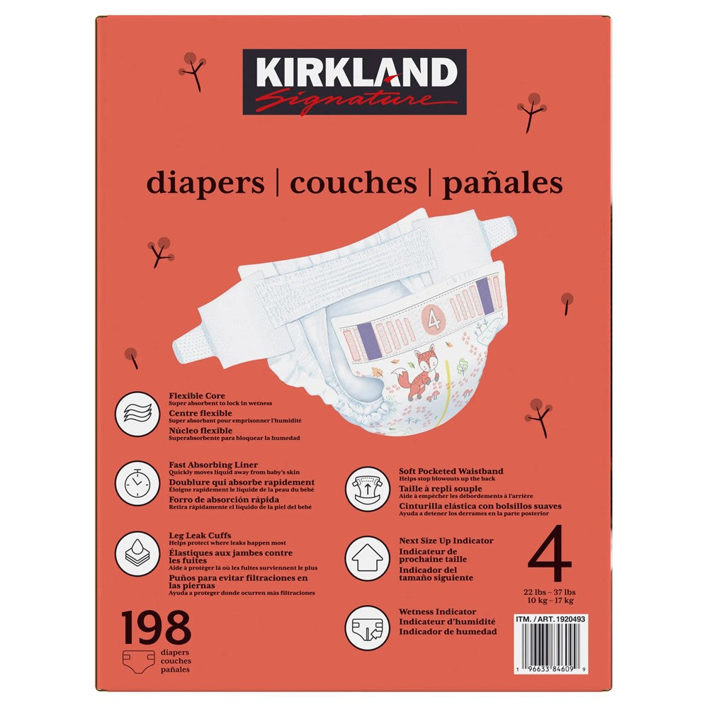 Kirkland Signature Diapers Size 4 - 198ct/1pk