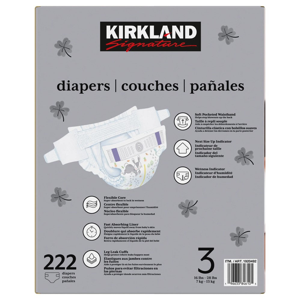 Kirkland Signature Diapers Size 3 - 222ct/1pk