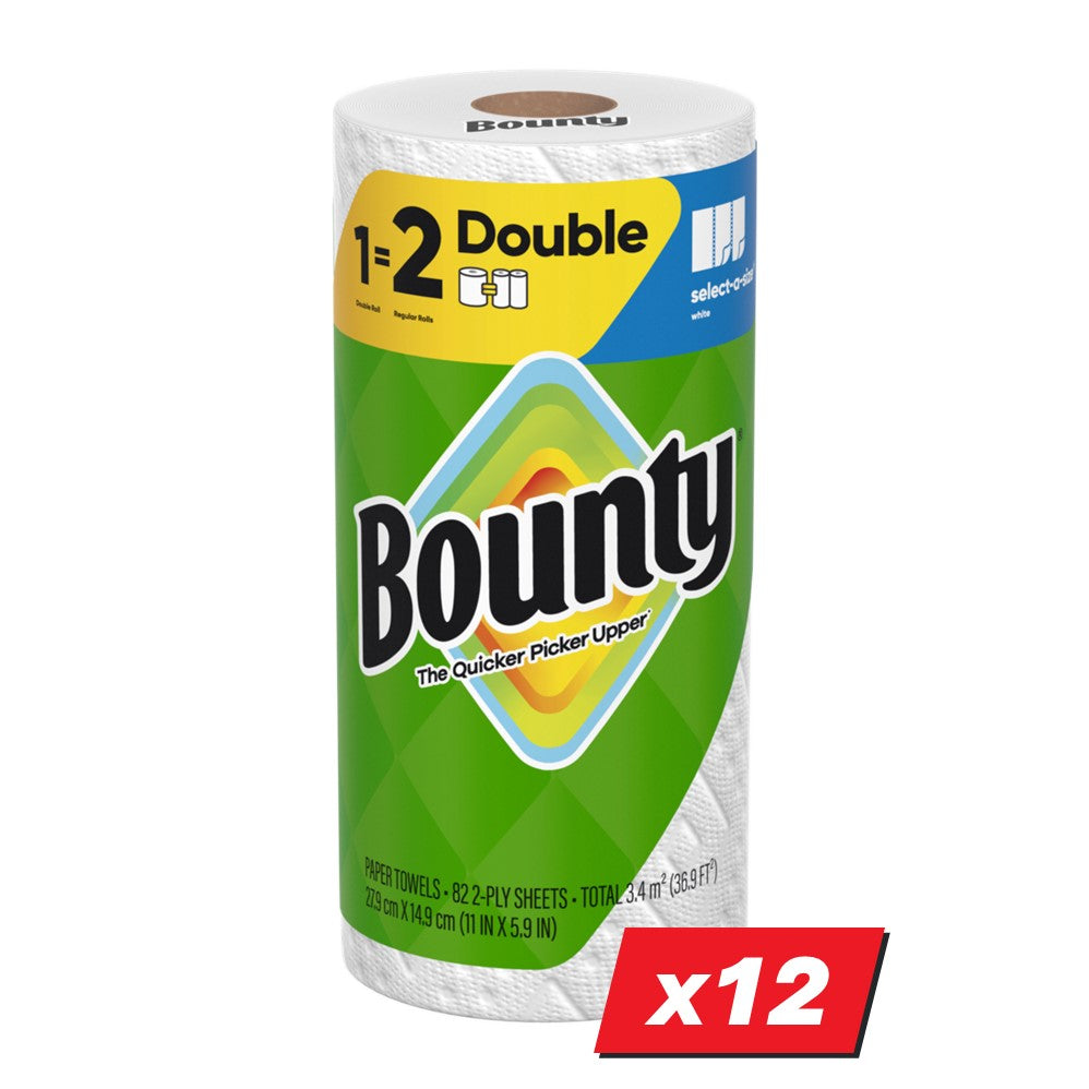 Bounty Paper Towels Select-A-Size White 12 Double Rolls 82 Sheets Per Roll Individually Packed - 12ct/1pk