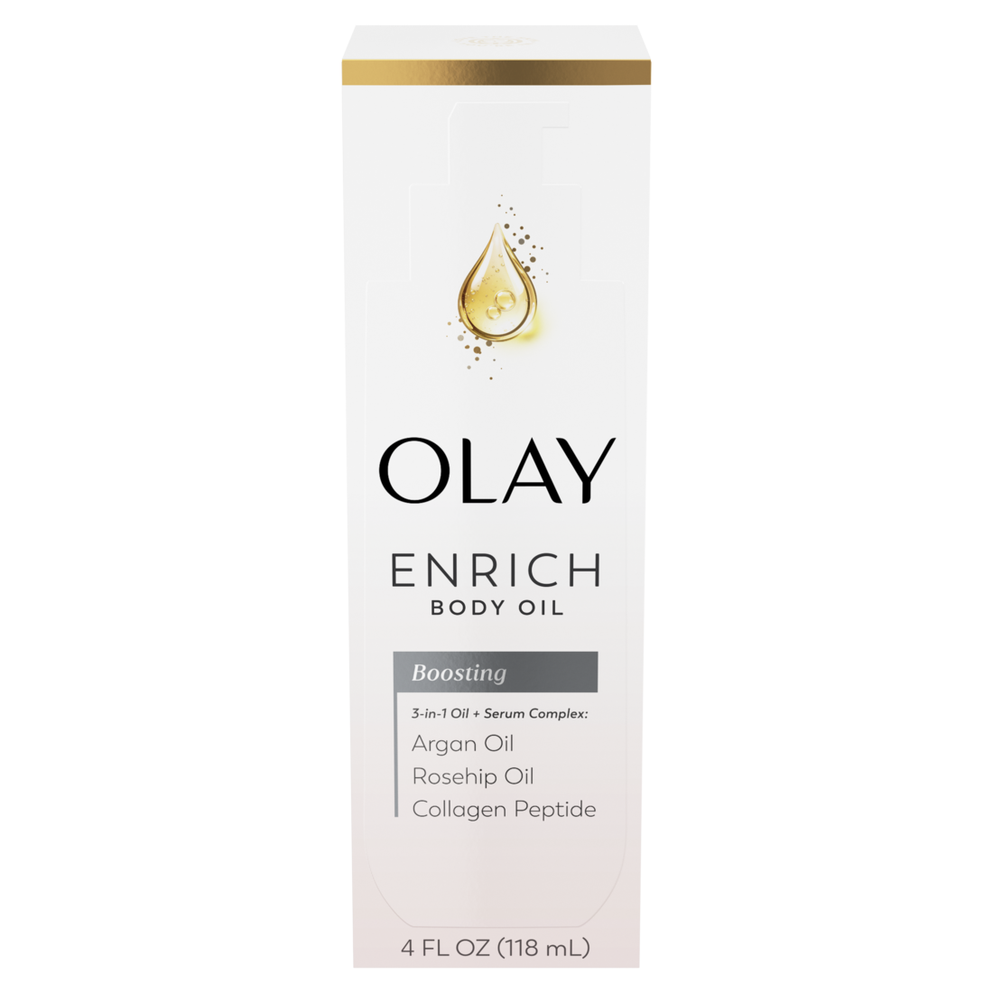 Olay Enrich Boosting Body Oil with 3-in-1 Oil + Serum Complex with Argan Oil Rosehip Oil and Collagen Peptide - 4oz/12pk