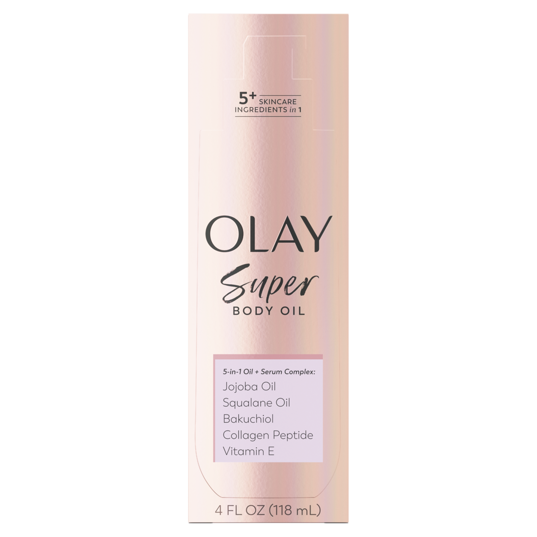 Olay Super Body Oil with 5-in-1 Oil + Serum Complex with jojoba oil squalene oil bakuchiol,collagen peptide and vitamin E - 4oz/12pk