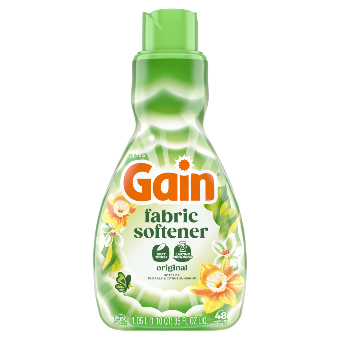 Gain Liquid Laundry Fabric Softener Laundry Conditioner Long Lasting Scent Softens Freshness Helps with Static & Wrinkles Original Scent - 35oz/6pk