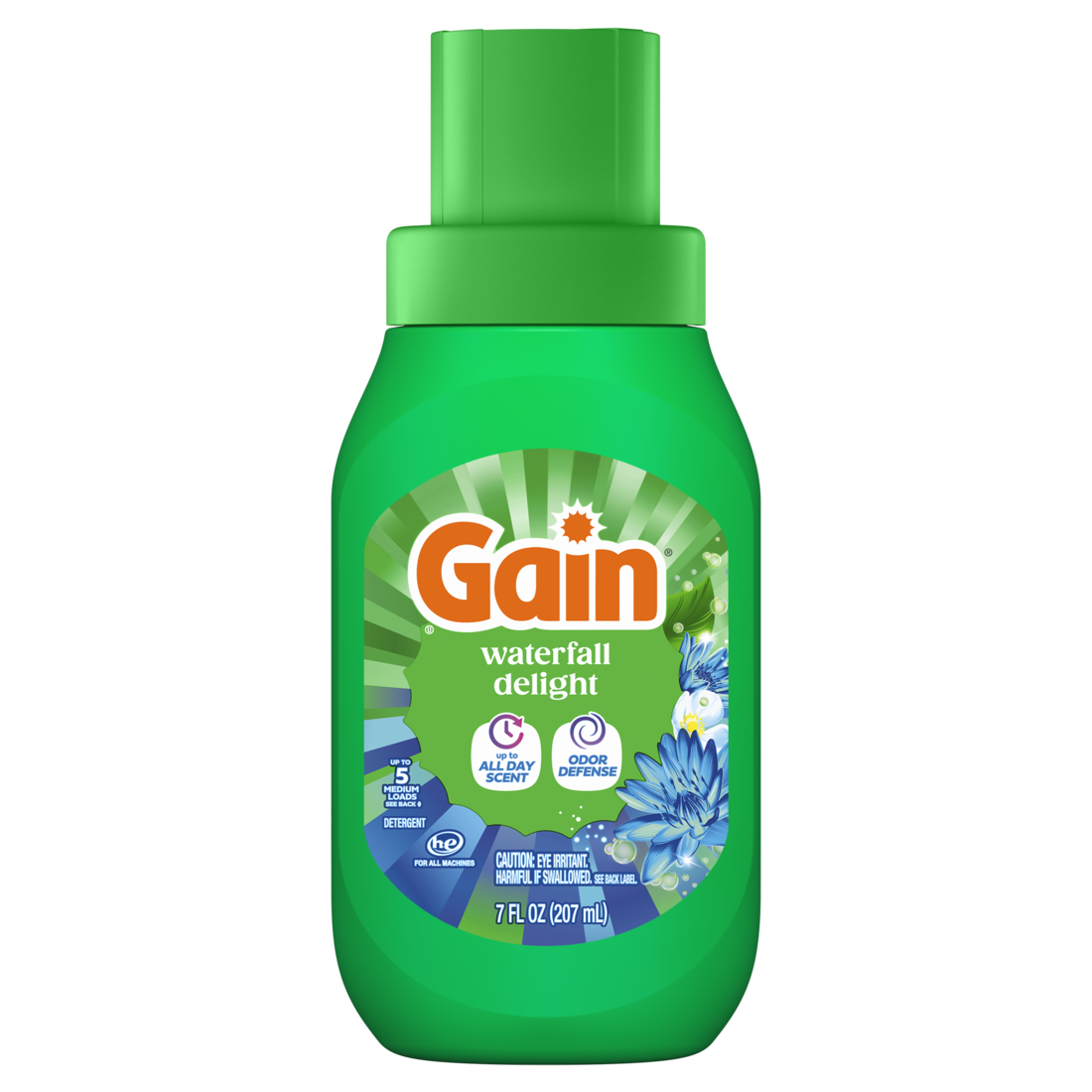 Gain Liquid Laundry Detergent Now with Odor Defense Waterfall Delight Scent 5 Loads - 7oz/12pk