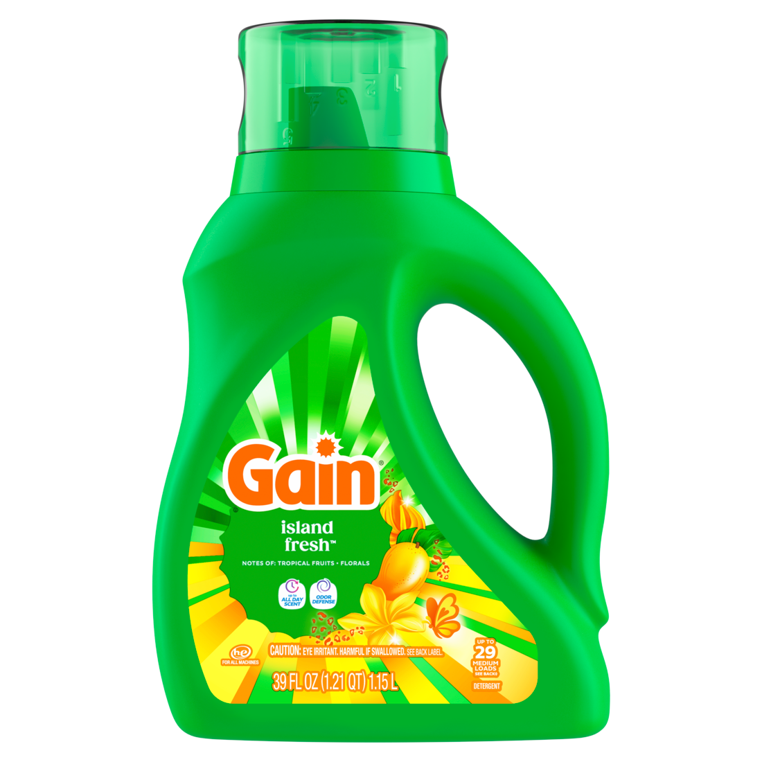 Gain Liquid Laundry Detergent Now with Odor Defense Island Fresh Scent 29 Loads - 39oz/6pk
