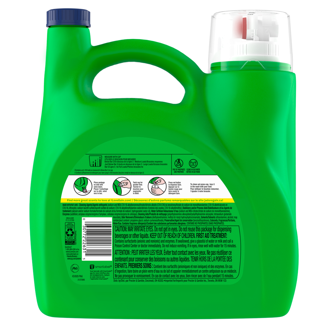Gain Liquid Laundry Detergent Now with Odor Defense Island Fresh Scent 100 Loads - 132oz/4pk