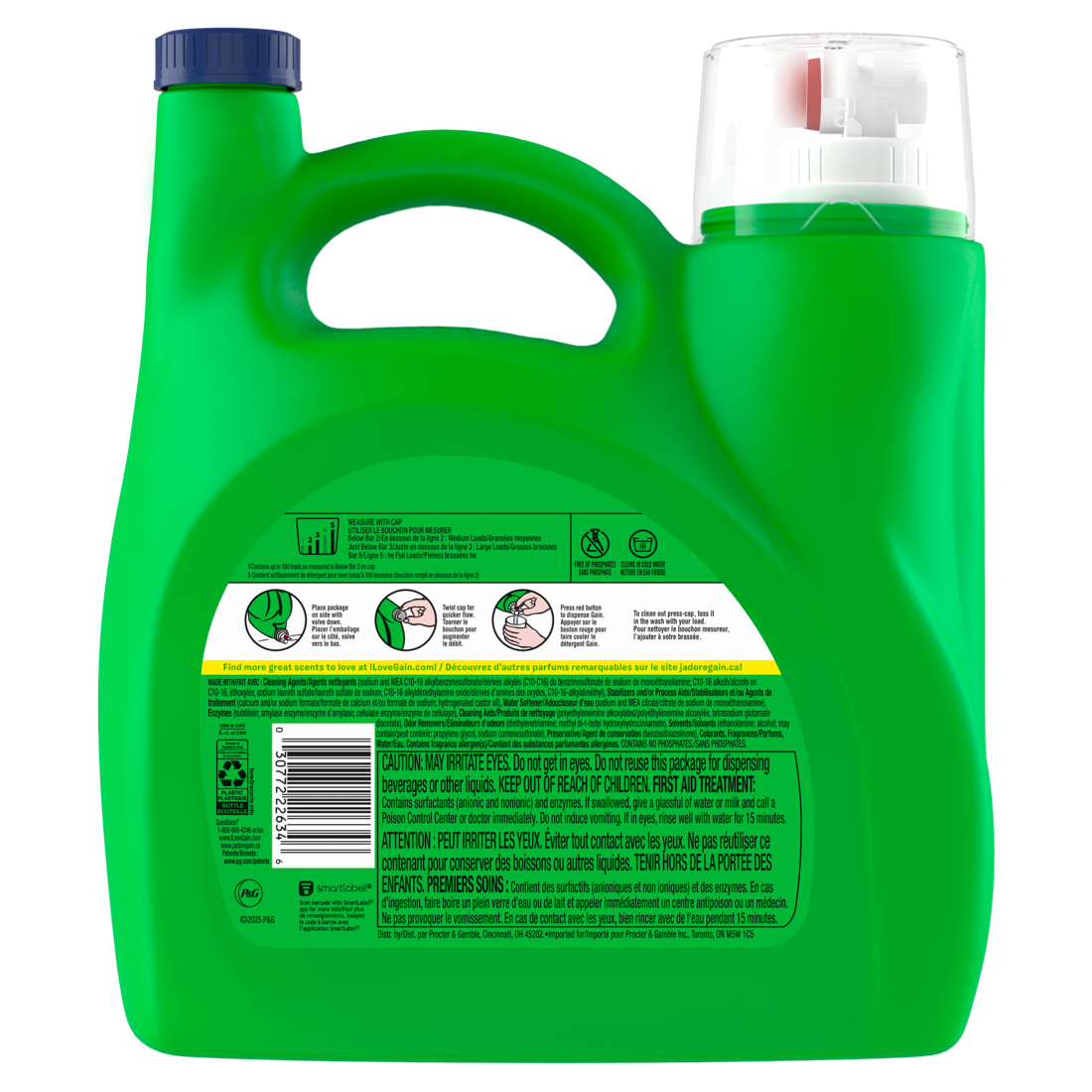 Gain Liquid Laundry Detergent Now with Odor Defense Original Scent 100 Loads - 132oz/4pk