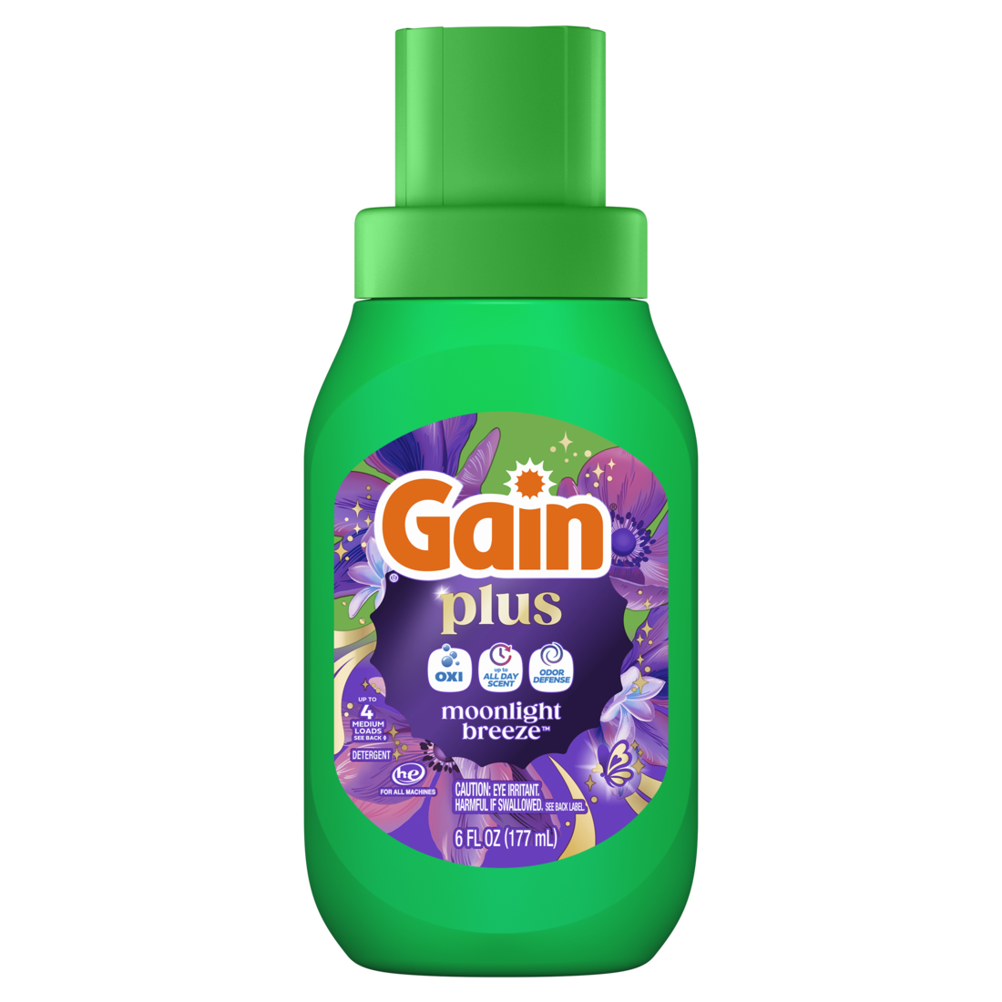 Gain Plus Liquid Laundry Detergent Cleaner Fresher Now with Oxi Moonlight Breeze Scent 4 Loads - 6oz/12pk