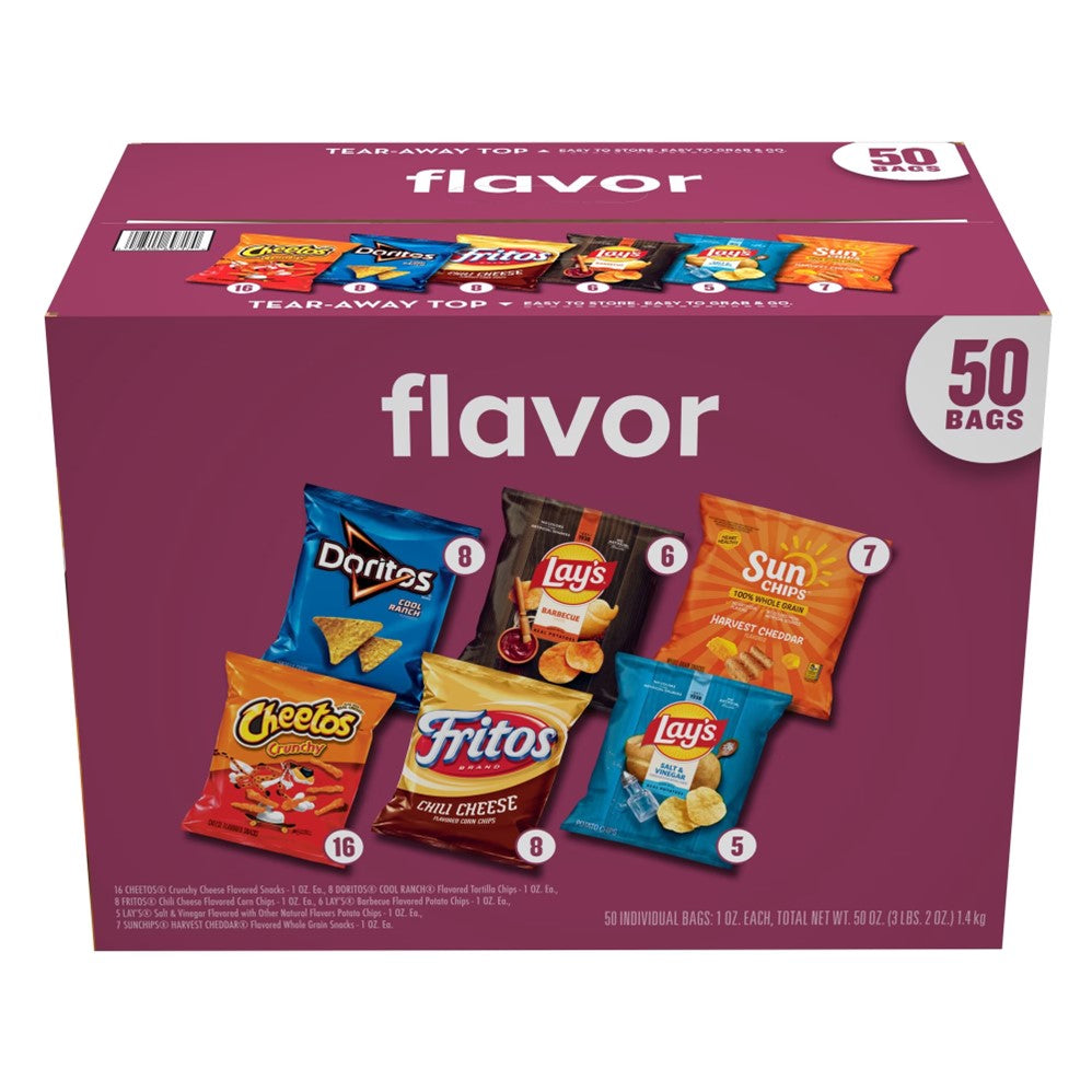 Frito-Lay Flavor Mix Chips Variety Pack Total 50oz - 50ct/1pk