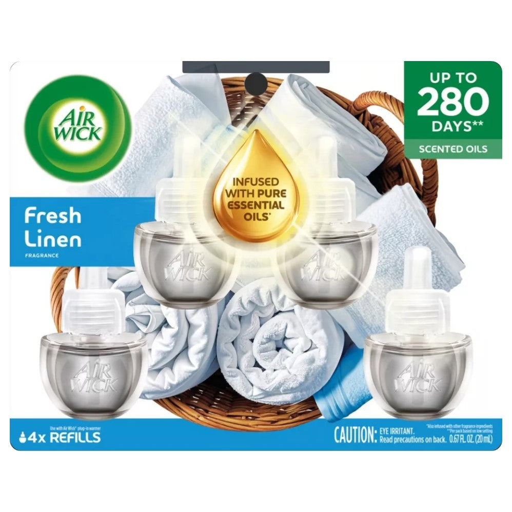 Air Wick Plug In Scented Oil Air Freshener Refill Pack - Oil Refill Fresh Linen - 4ct/5pk