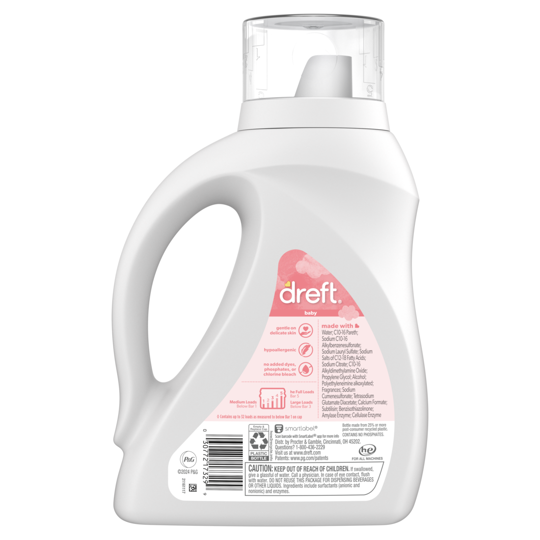 Dreft Baby Liquid Laundry Detergent Tackles 100% of Common Baby Stains 32 Loads - 42oz/6pk