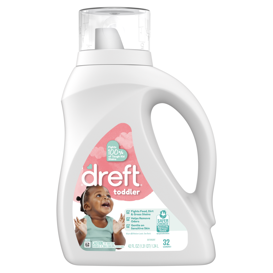 Dreft Toddler Liquid Laundry Detergent Tackles 100% of Common Toddler Stains 32 Loads - 42oz/6pk