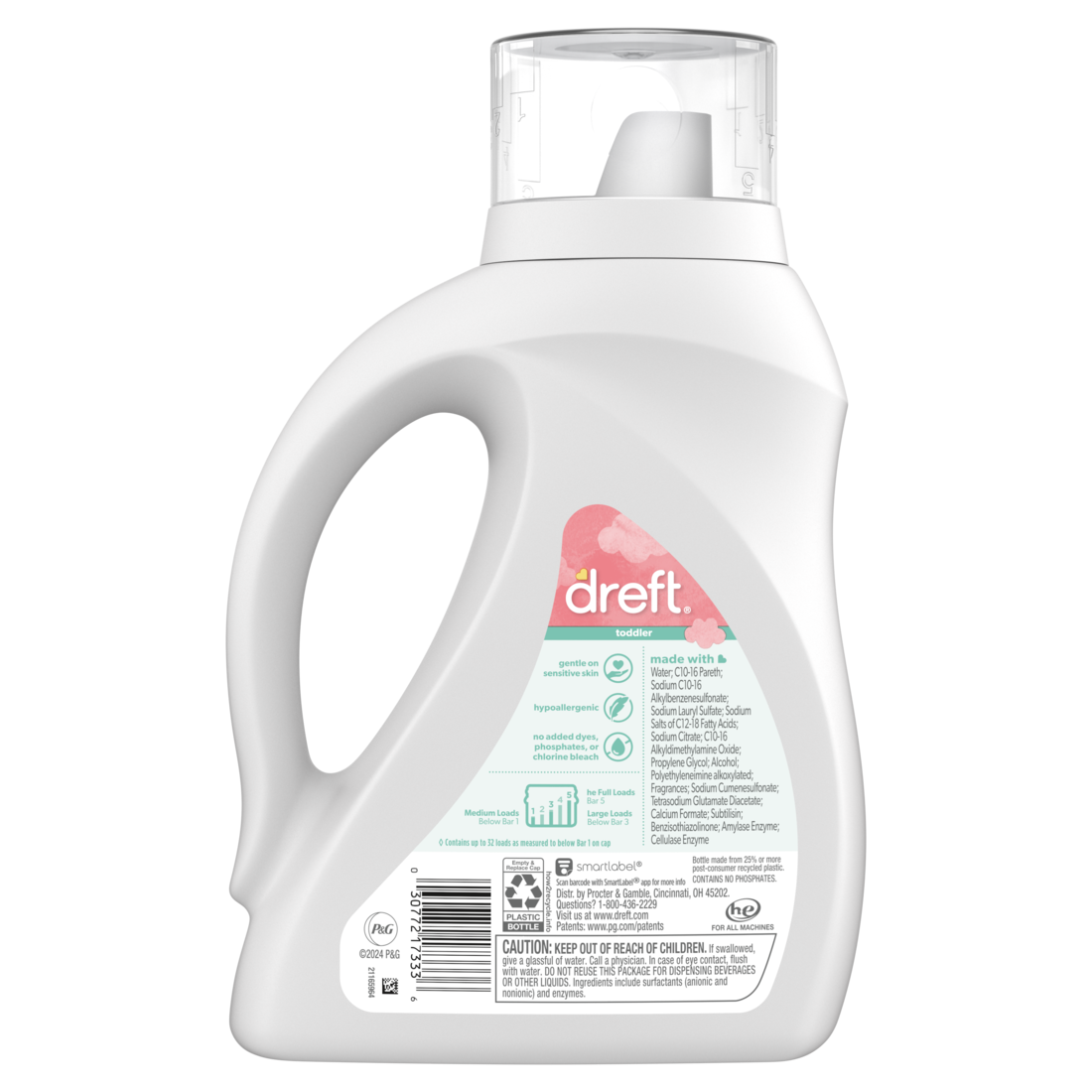 Dreft Toddler Liquid Laundry Detergent Tackles 100% of Common Toddler Stains 32 Loads - 42oz/6pk