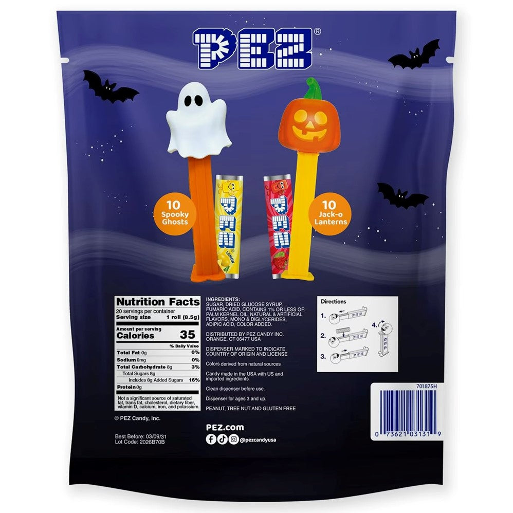 PEZ Halloween Candy & Dispensers Party Bag - 20ct/1pk