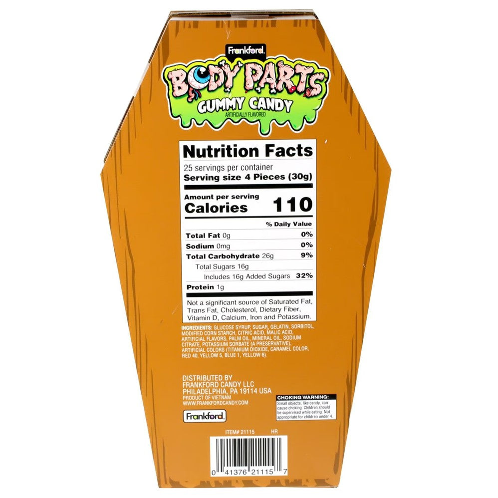 Frankford Body Parts Gummy Candy Coffin Box - 100ct/1pk