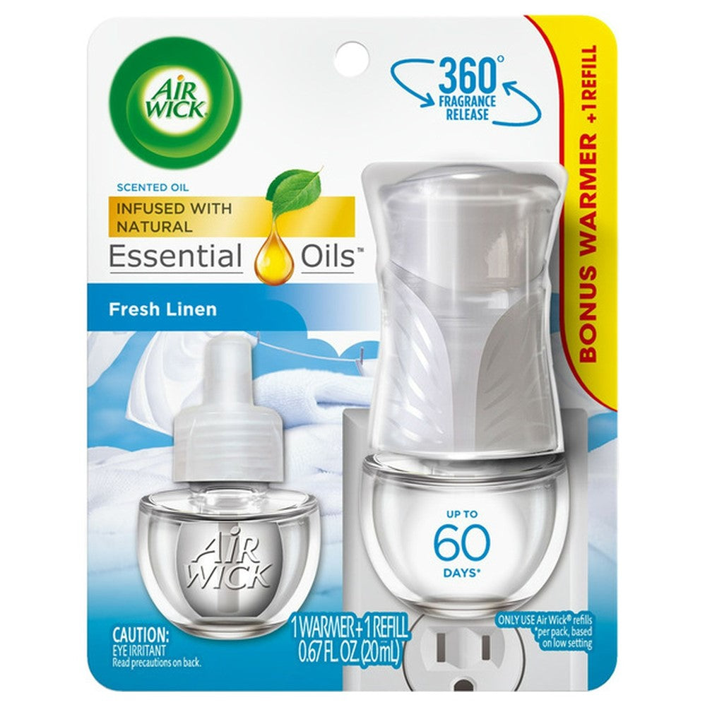 Air Wick Scented Oil - Starter Kit Essential Oils Fresh Linen - 1ct/4pk
