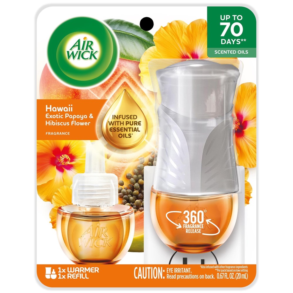 Air Wick Scented Oil Starter Kit Hawaii Exotic Papaya & Hibiscus Flower - 1ct/4pk