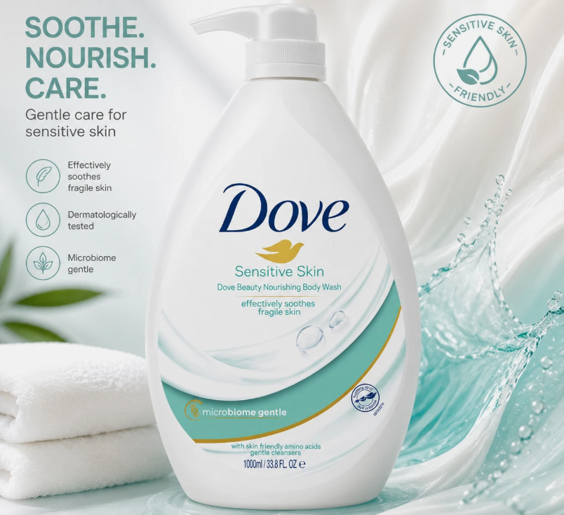 Dove Beauty Nourishing Body Wash for Sensitive Skin - 33.8oz/1L/12pk