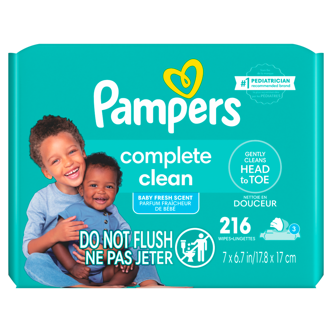 Pampers Complete Clean Baby Wipes with Fresh Scent 3X Pop-Top Packs - 216ct/4pk